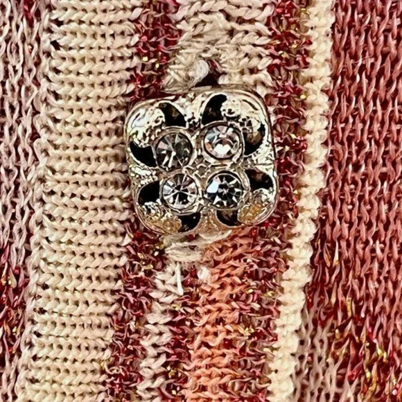 70s Vintage Camela International Pink Sparkle Mod Abstract Knit Cardigan Size M - Picture 7 of 11